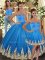Baby Blue Sleeveless Tulle Lace Up Ball Gown Prom Dress for Sweet 16 and Quinceanera
