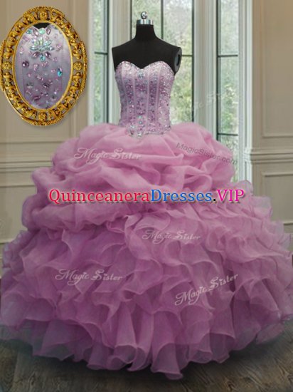 Latest Organza Sleeveless Floor Length Sweet 16 Dresses and Beading and Pick Ups - Click Image to Close