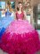 Multi-color V-neck Neckline Lace and Ruffles Quinceanera Gowns Sleeveless Zipper