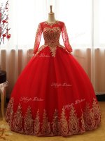 Floor Length Ball Gowns Long Sleeves Red Quince Ball Gowns Lace Up(SKU SWQD218-1BIZ)