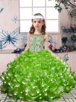Elegant Green Scoop Lace Up Beading and Ruffles Child Pageant Dress Sleeveless(SKU PAG1214-3BIZ)