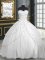With Train White Sweet 16 Quinceanera Dress Tulle Brush Train Sleeveless Beading and Appliques
