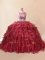 Red Zipper Scoop Beading and Lace and Appliques Quinceanera Dresses Organza Sleeveless Brush Train