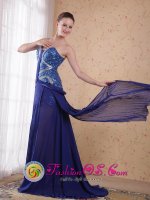 Crystal River FL Glittering Sweatheart Quinceanera Dama Dress Blue Empire Brush /Sweep Chiffon Beading pleat Decorate