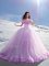 High Quality Lilac 15th Birthday Dress Off The Shoulder Cap Sleeves Court Train Lace Up