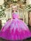 Scoop Sleeveless Tulle Pageant Dresses Lace and Ruffles Lace Up