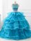 Baby Blue Scoop Neckline Beading and Ruffles Sweet 16 Dress Sleeveless Backless