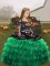 Green Sleeveless Floor Length Embroidery Lace Up Pageant Gowns For Girls