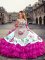 Embroidery and Ruffled Layers Quinceanera Gown Fuchsia Lace Up Sleeveless Floor Length