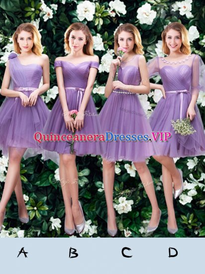 New Style One Shoulder Sleeveless Beading and Appliques and Ruffles and Ruching and Belt and Hand Made Flower Lace Up Dama Dress - Click Image to Close