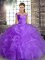 Discount Lavender Quinceanera Gown Military Ball and Sweet 16 and Quinceanera with Beading and Ruffles Off The Shoulder Sleeveless Lace Up