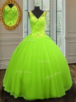 Straps Sleeveless Beading Floor Length Quinceanera Gowns