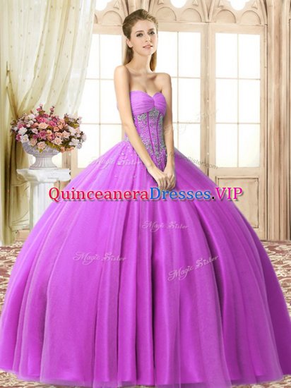 Floor Length Ball Gowns Sleeveless Lilac Quinceanera Dresses Lace Up - Click Image to Close