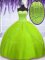 Perfect Yellow Green Tulle Lace Up Ball Gown Prom Dress Sleeveless Floor Length Beading