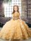 Straps Sleeveless Organza Kids Formal Wear Beading and Ruffled Layers Brush Train Lace Up
