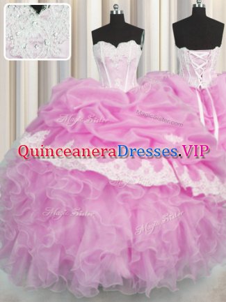 Discount Pick Ups Floor Length Ball Gowns Sleeveless Pink 15th Birthday Dress Lace Up