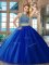 Amazing Scoop Royal Blue Sleeveless Floor Length Beading Backless 15th Birthday Dress
