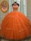 Ideal Halter Top Orange Red Sleeveless Floor Length Beading Lace Up Sweet 16 Dresses