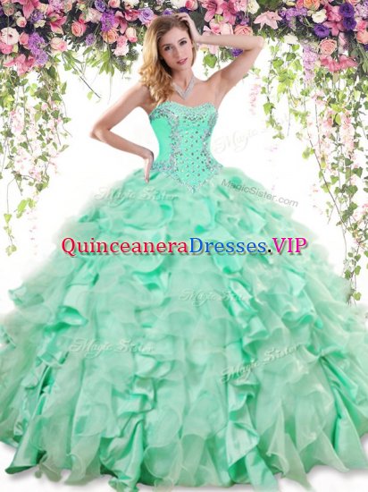Sleeveless Beading and Ruffles Lace Up Vestidos de Quinceanera - Click Image to Close