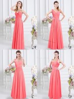 Sexy Floor Length Watermelon Red Quinceanera Dama Dress Sweetheart Sleeveless Zipper(SKU BMT0234BIZ)