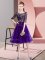 Knee Length Purple Dama Dress for Quinceanera Scoop Half Sleeves Lace Up