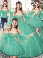 Turquoise Lace Up Quinceanera Dresses Beading Sleeveless Floor Length(SKU SJQDDT2081008BIZ)