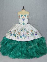 Flare Turquoise Sleeveless Floor Length Embroidery and Ruffles Lace Up 15th Birthday Dress(SKU PSSW1081-5BIZ)