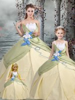 Ideal Ball Gowns Sweet 16 Dress Champagne Scalloped Taffeta Sleeveless Floor Length Lace Up