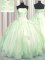 Charming Green Ball Gowns Taffeta Strapless Sleeveless Beading and Appliques Floor Length Lace Up Ball Gown Prom Dress