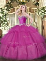 Pretty Floor Length Fuchsia Military Ball Dresses For Women Sweetheart Sleeveless Lace Up