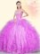 Unique Ball Gowns 15th Birthday Dress Lilac Sweetheart Tulle Sleeveless Asymmetrical Lace Up