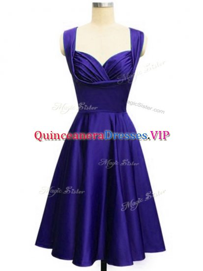 Stylish Purple Straps Neckline Ruching Dama Dress for Quinceanera Sleeveless Lace Up - Click Image to Close