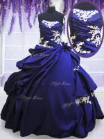 Charming Blue Quinceanera Dress Military Ball and Sweet 16 and Quinceanera with Appliques and Pick Ups Strapless Sleeveless Lace Up(SKU PSSW029-6BIZ)