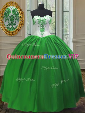 Adorable Embroidery Quinceanera Gowns Green Lace Up Sleeveless Floor Length