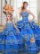 On Sale Embroidery and Ruffled Layers Sweet 16 Dress Royal Blue Lace Up Sleeveless Floor Length