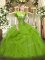 Tulle Sleeveless Floor Length Sweet 16 Dress and Beading and Ruffles