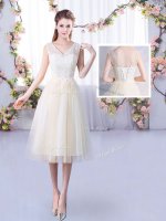 Unique V-neck Sleeveless Tulle Dama Dress for Quinceanera Lace Lace Up(SKU BMT0454FBIZ)