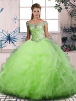 Delicate Sleeveless Beading and Ruffles Floor Length Ball Gown Prom Dress
