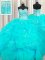 High End Visible Boning Beaded Bodice Floor Length Ball Gowns Sleeveless Aqua Blue Sweet 16 Dresses Lace Up