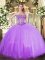 High Class Floor Length Lavender Sweet 16 Dress Tulle Sleeveless Beading