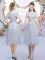 Exceptional High-neck Sleeveless Zipper Dama Dress for Quinceanera Grey Tulle
