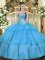 Sleeveless Lace Up Floor Length Beading and Ruffled Layers Quinceanera Gowns