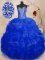 Dramatic Royal Blue Sweetheart Neckline Beading and Ruffles Quinceanera Gown Sleeveless Lace Up