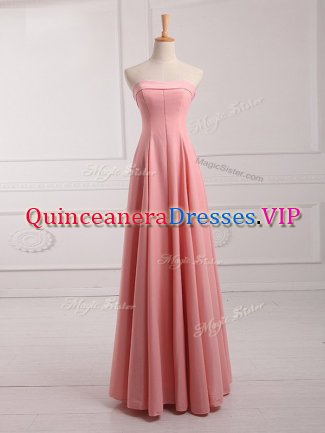 Classical Watermelon Red Sleeveless Floor Length Ruching Lace Up Court Dresses for Sweet 16