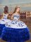 Royal Blue Sleeveless Embroidery and Ruffled Layers Floor Length Pageant Dress