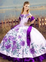 White And Purple Sleeveless Satin Lace Up Sweet 16 Dresses for Sweet 16 and Quinceanera(SKU XBQD159-2BIZ)