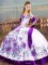 White And Purple Sleeveless Satin Lace Up Sweet 16 Dresses for Sweet 16 and Quinceanera