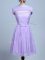 Lavender Empire Tulle Strapless Sleeveless Belt Mini Length Side Zipper Court Dresses for Sweet 16