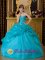Christchurch Dorset Appliques Decorate Sweetheart Bodice Teal Quinceanera Dress For Hand Made Flower and Pick-ups