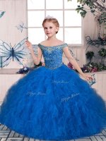 New Arrival Sleeveless Beading and Ruffles Lace Up Winning Pageant Gowns